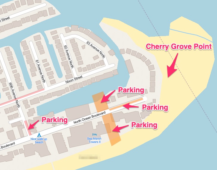 Parking map for Cherry Grove Point