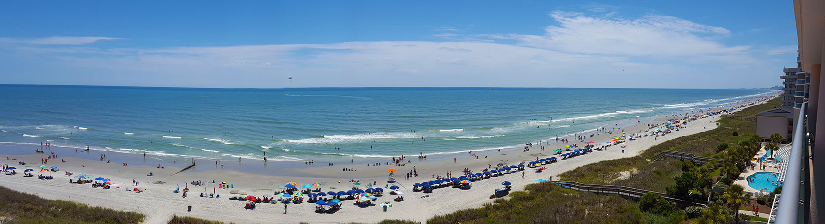 View of Crescent Beach from the balcony of a condo rental